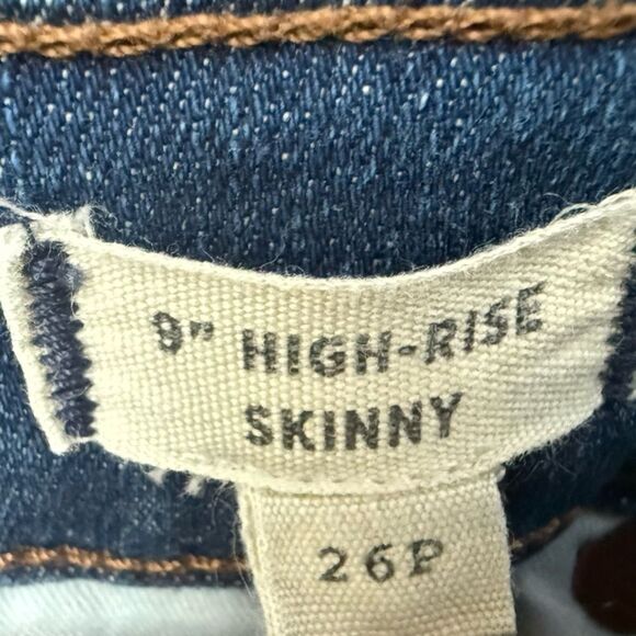 Madewell 9” High Skinny Blue Jeans Blue with Tapered Distressed Bottom - Picture 4 of 10